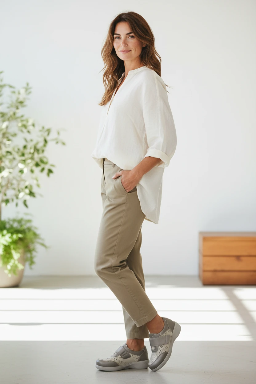 Zapato confort picado Calzados Reno mod. 52541 de Piel en taupe