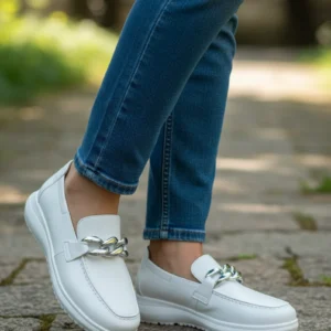 Mocasin confort adorno Calzados Reno mod. 26295 de Piel en blanco