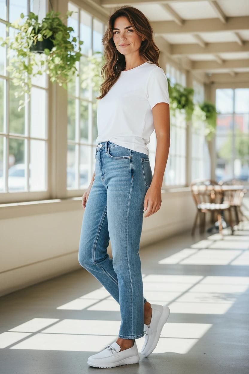 Mocasin confort adorno Calzados Reno mod. 26295 de Piel en blanco