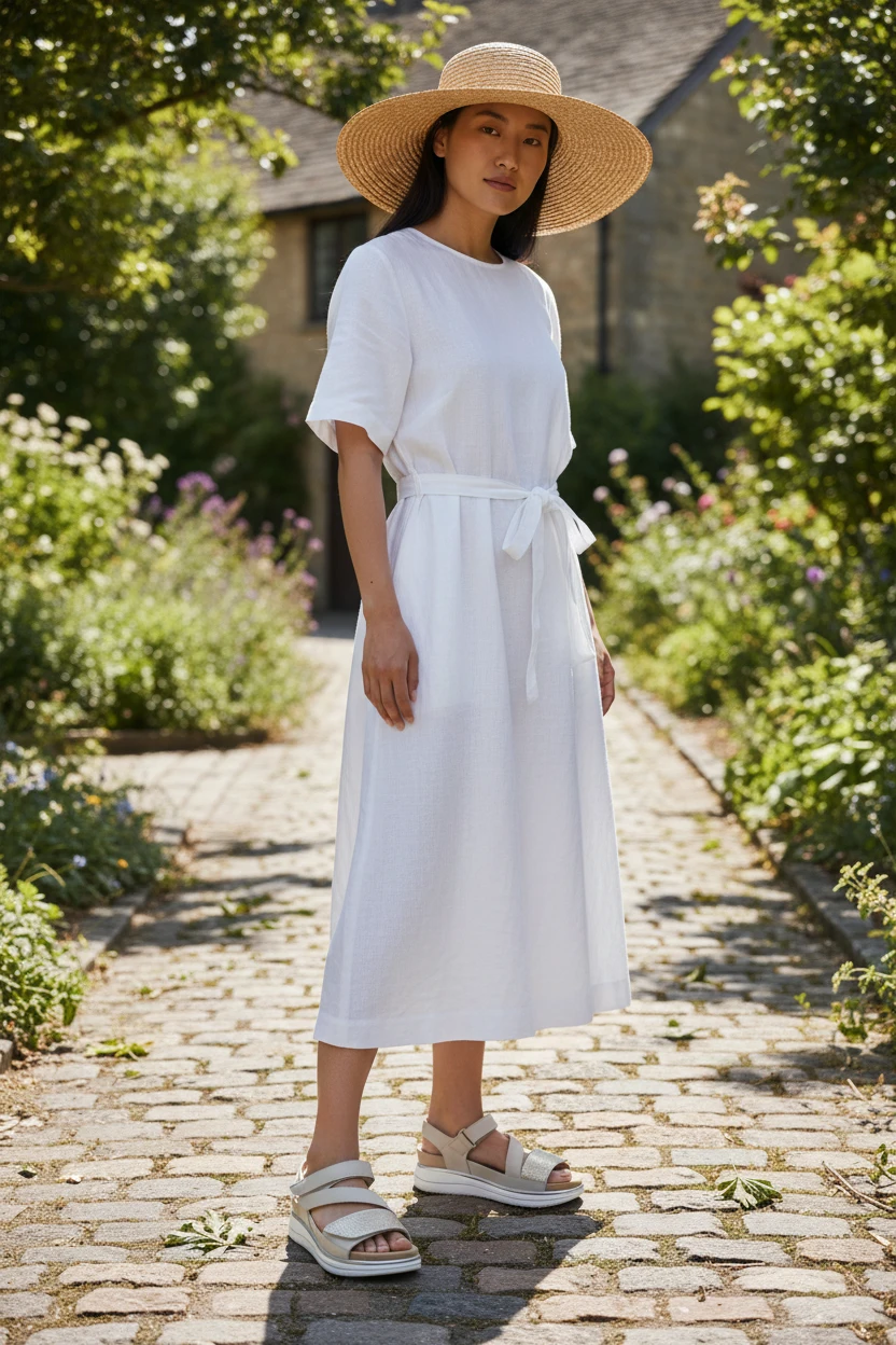 Sandalia confort velcros Calzados Reno mod. 661 de Piel en blanco-gris