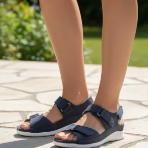 Sandalia para plantillas Calzados Reno mod. 260881 de Nobuck en azul marino