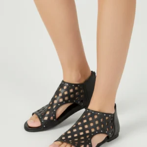 Sandalia abotinada Top 3 mod. SR1727 de Piel en negro