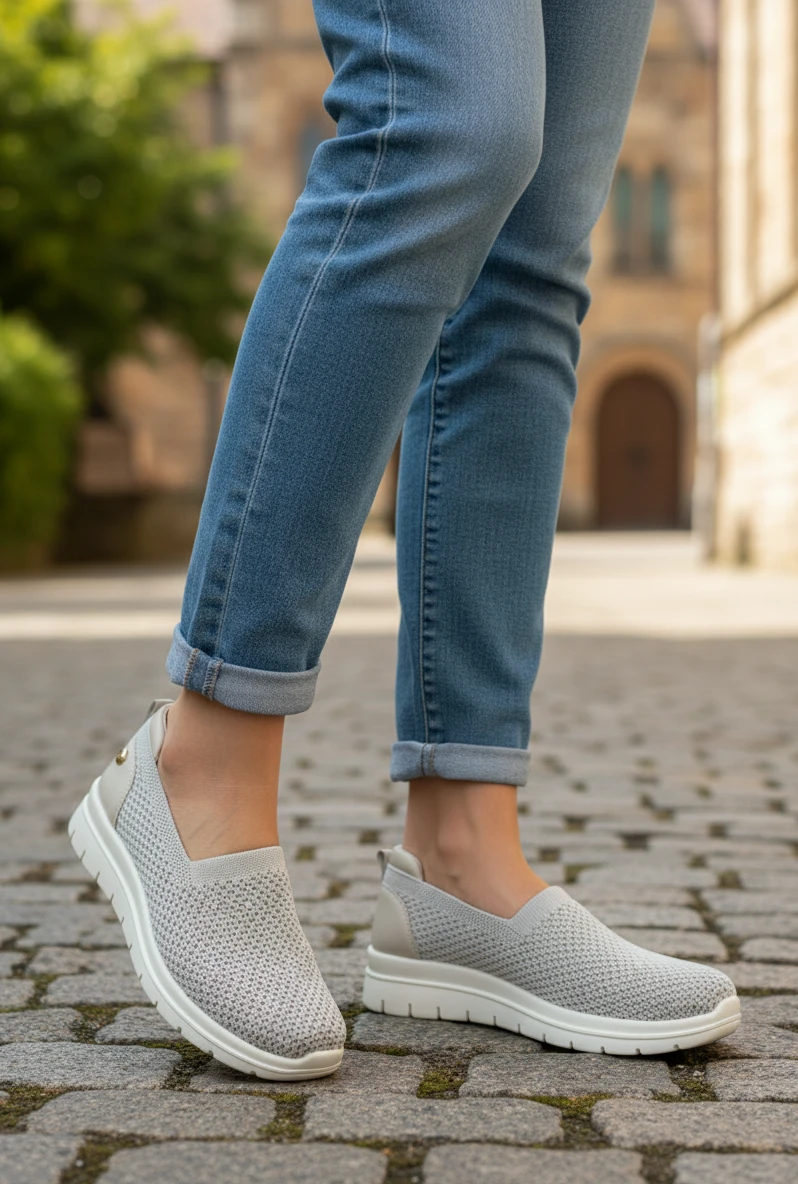 Zapato confort calcetin Calzados Reno mod. AMD30034 de Malla en beig