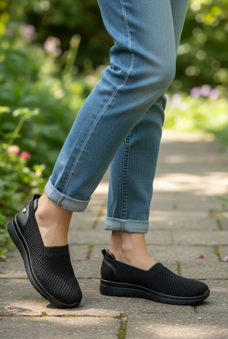 Zapato confort calcetin Calzados Reno mod. AMD30034 de Malla en negro