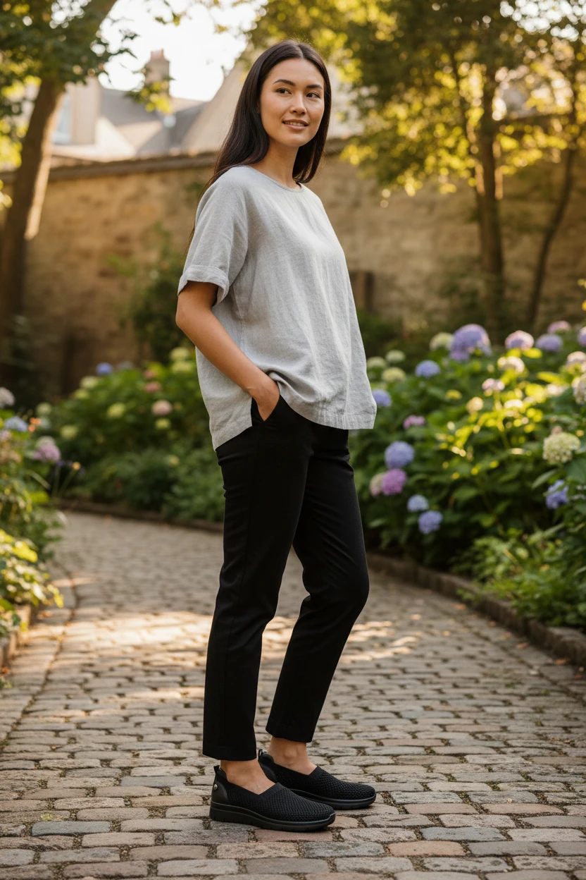 Zapato confort calcetin Calzados Reno mod. AMD30034 de Malla en negro