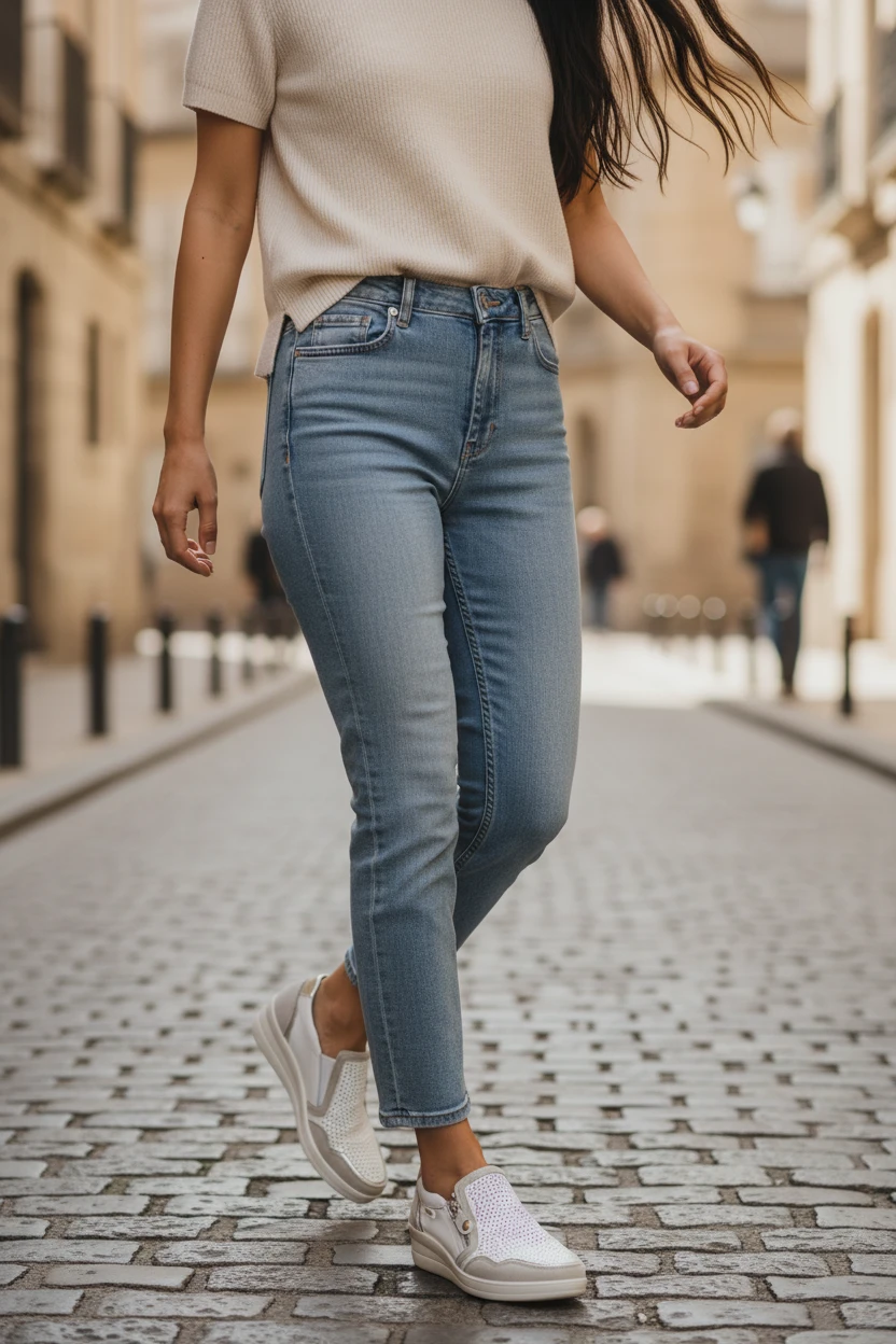 Zapato piel cremallera lateral Calzados Reno mod. AMD30253 de Piel en blanco-beig