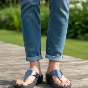 Sandalia piel dedo Fitflop mod. I88-D57 de Piel en azul marino