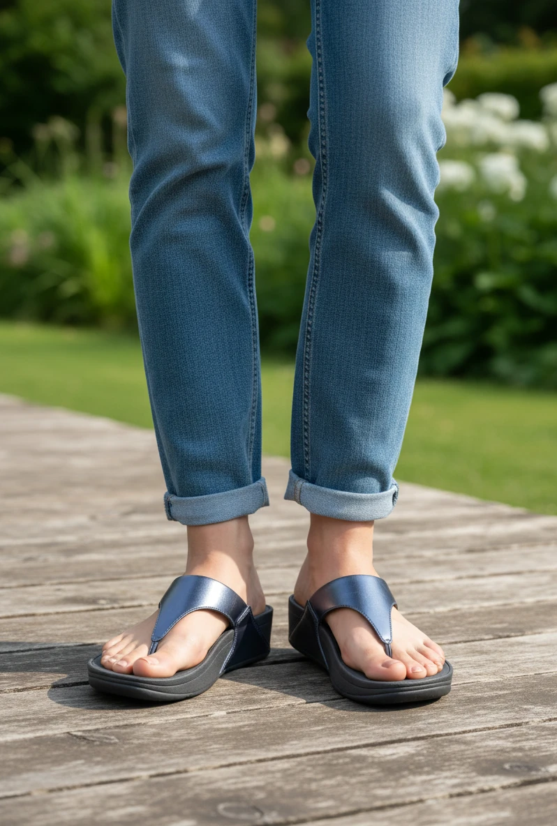 Sandalia piel dedo Fitflop mod. I88-D57 de Piel en azul marino