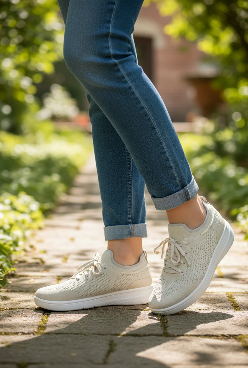 Zapatilla de punto sin cordon Fitflop mod. JH9-A99 de Malla Técnica en beig