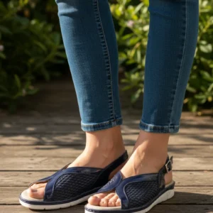 Sandalia peep toe Pitillos mod. 11004 de Piel Napa Elást en azul