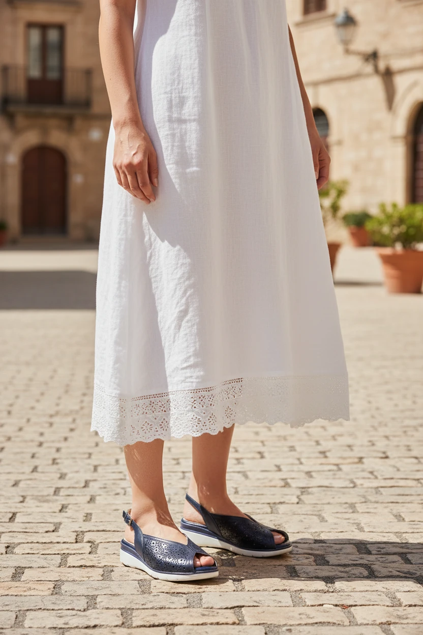 Sandalia peep toe Pitillos mod. 11040 de Piel en azul