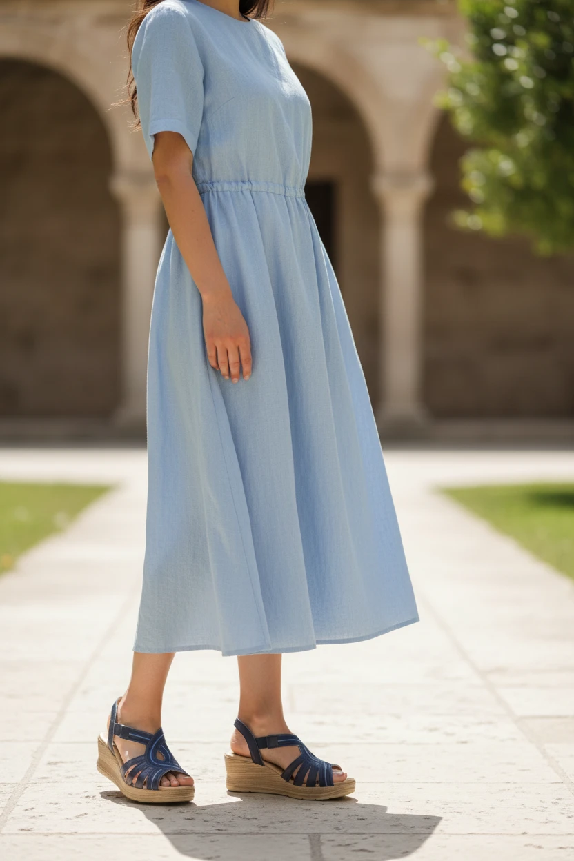 Sandalia con bordados Pitillos mod. 11053 de Piel en azul marino