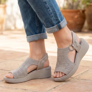 Sandalia slip inn Skechers mod. 188001 de Microfibra en taupe
