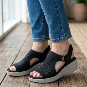 Sandalia slip inn Skechers mod. 188001 de Microfibra en negro