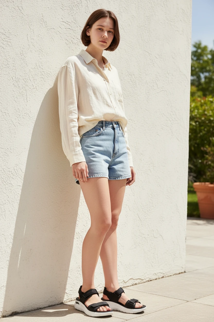 Sandalia archfit Skechers mod. 119465 de Microfibra en negro