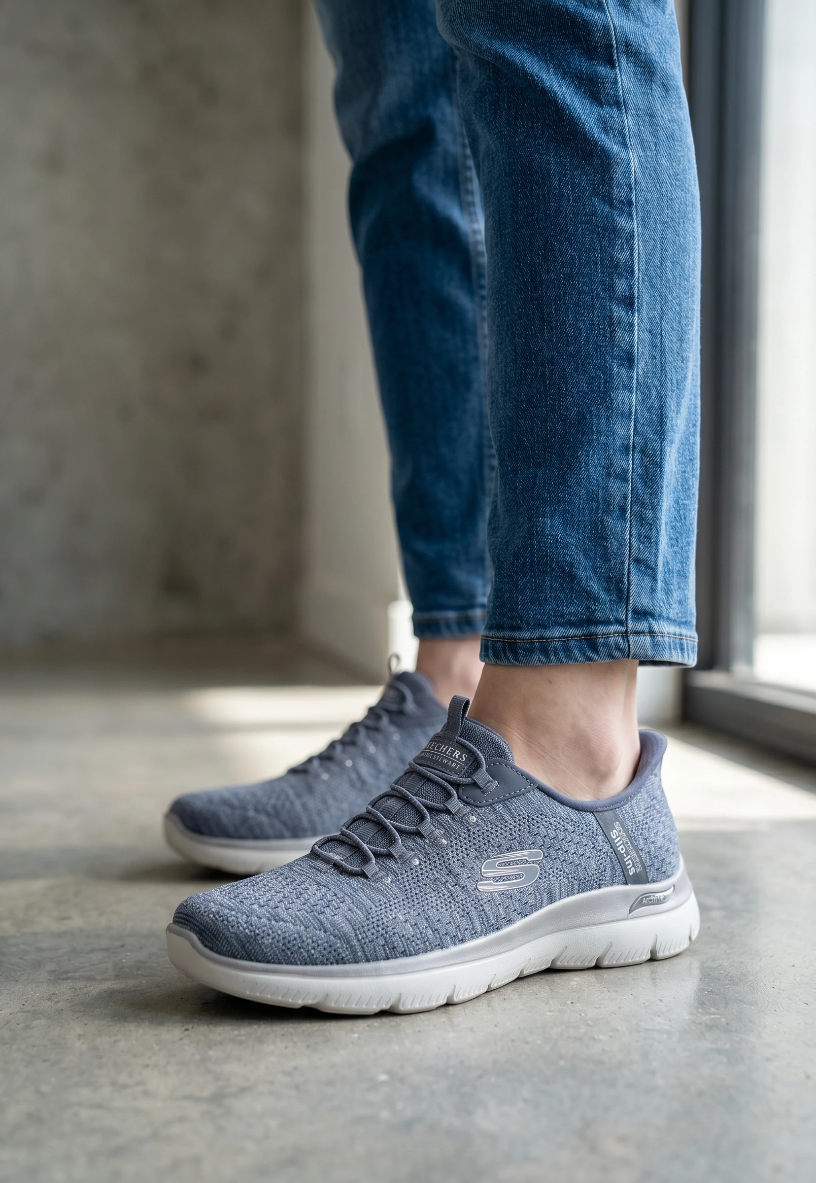 Skechers archfit Skechers mod. 150641 de Malla Técnica en azul metalizado