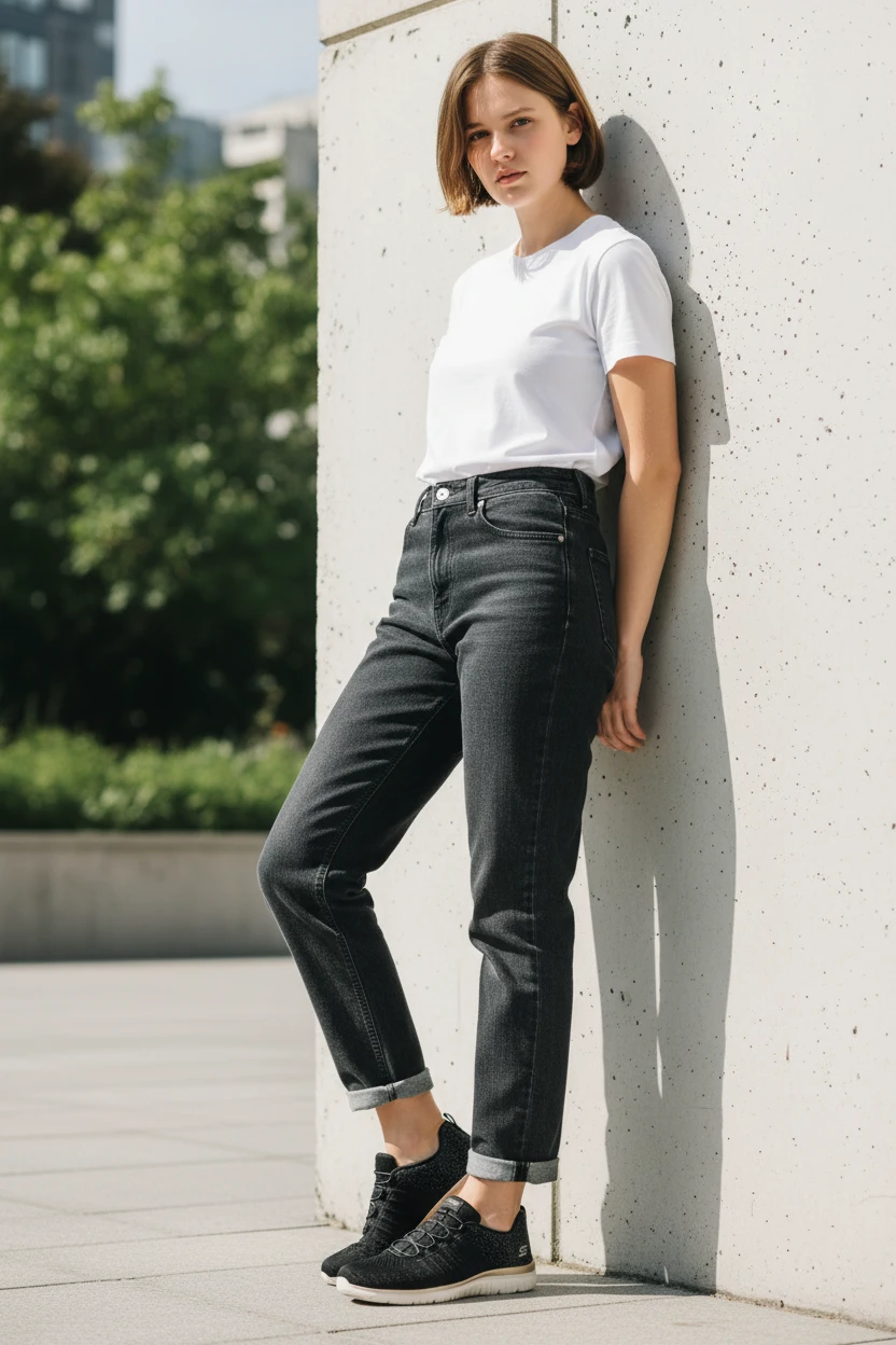 Skechers virtue extra ancho Skechers mod. 104424W de Licra en negro