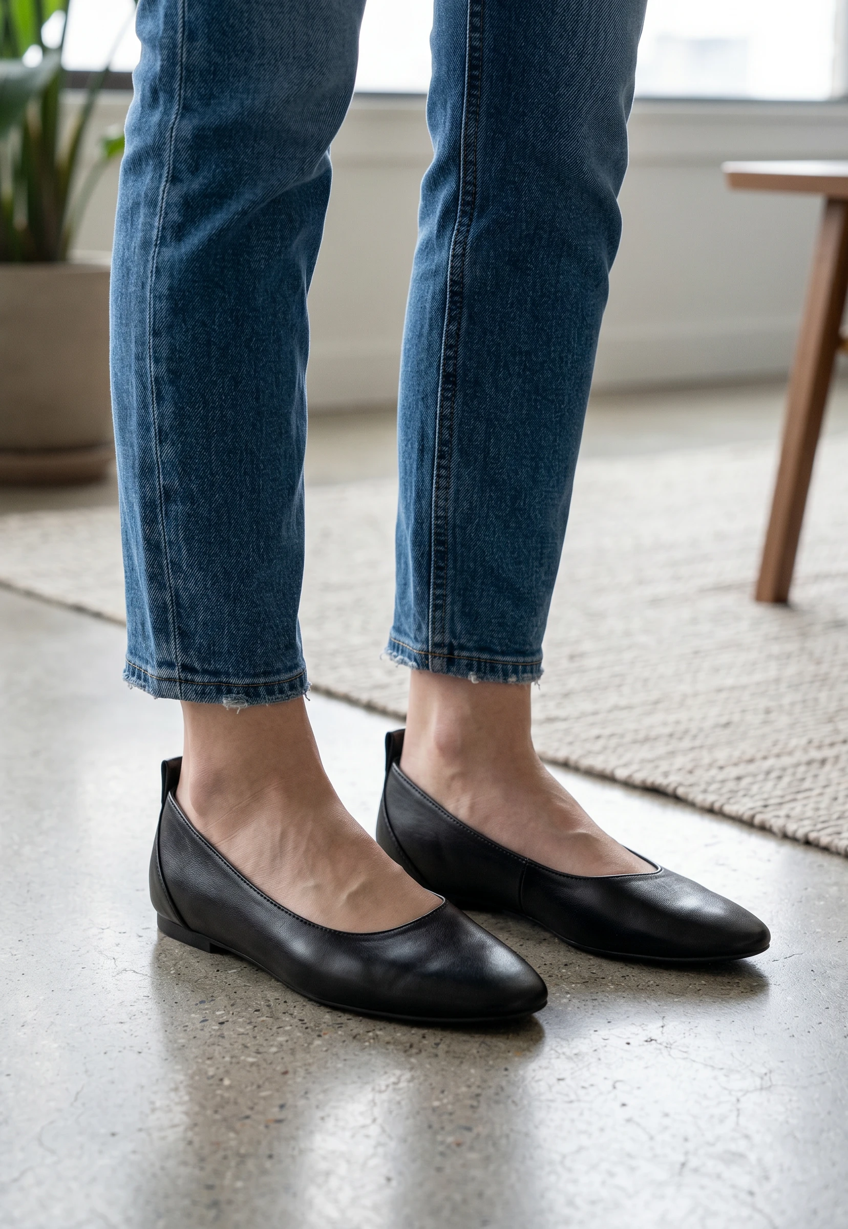 Bailarina plana Calzados Reno mod. 22100 de Piel en negro