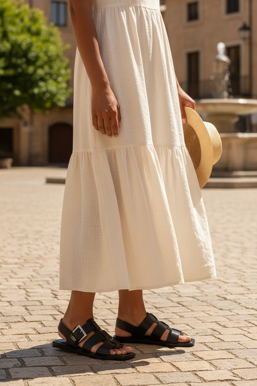 Sandalia tipo cangrejera Calzados Reno mod. 28117 de Piel en negro