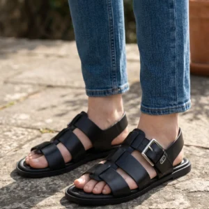 Sandalia tipo cangrejera Calzados Reno mod. 28117 de Piel en negro