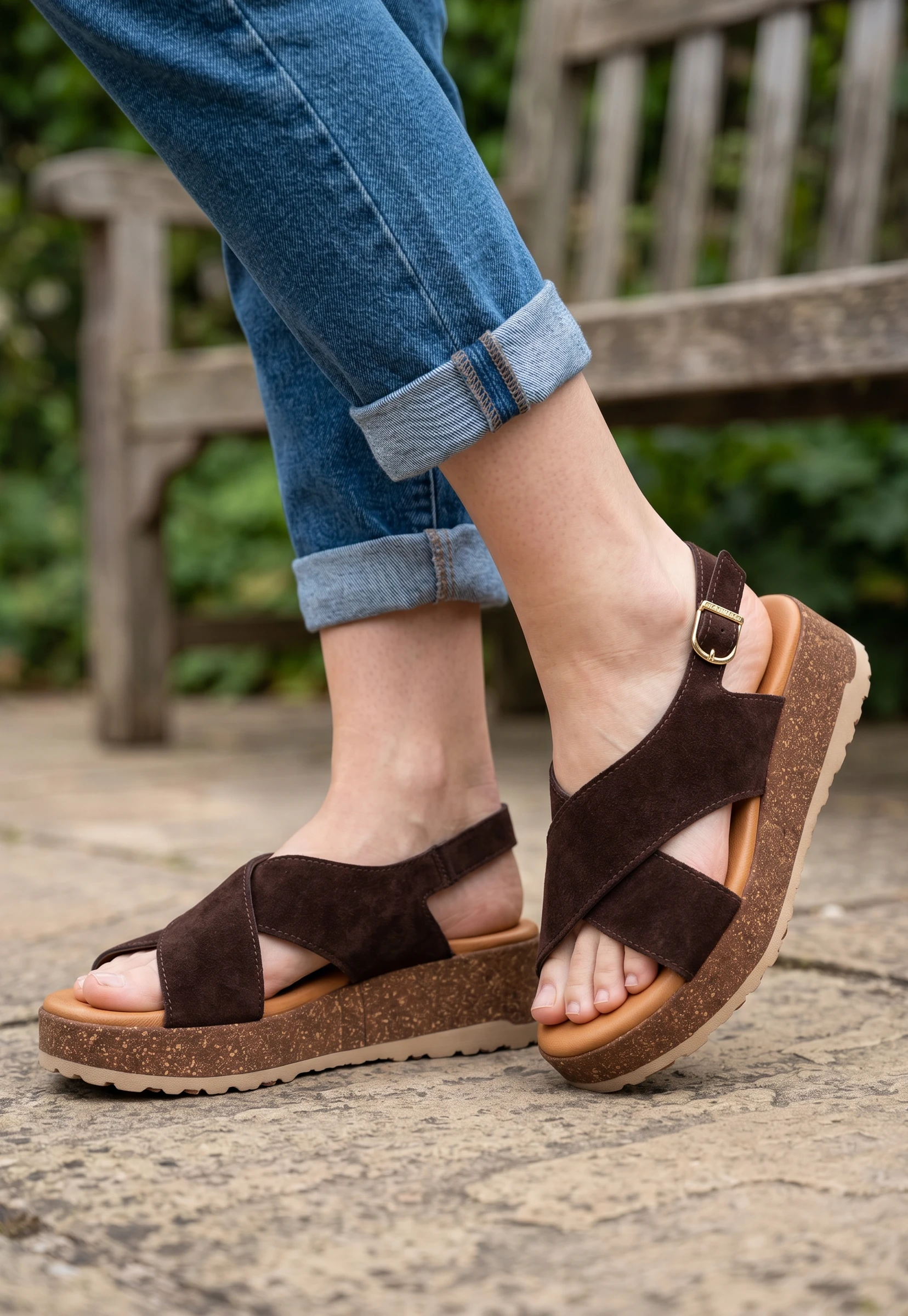 Sandalia cruzada empeine Calzados Reno mod. 28205 de Ante en moka