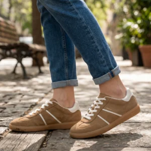 Zapatillas vestir Calzados Reno mod. 23624 de Serraje en taupe