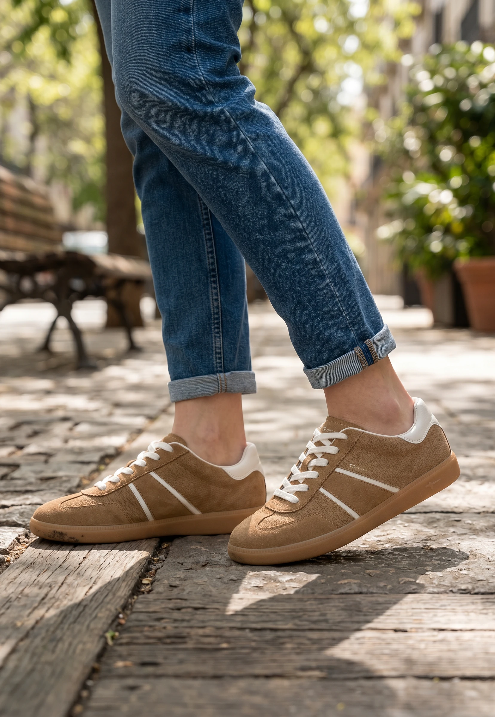 Zapatillas vestir Calzados Reno mod. 23624 de Serraje en taupe