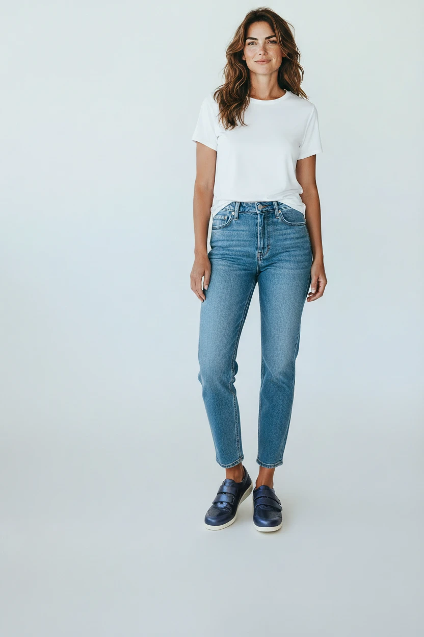 Copete 2 velcros empeine Calzados Reno mod. 43621 de Licra en azul