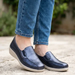 Mocasin copete elasticos Calzados Reno mod. 43646 de Piel en azul