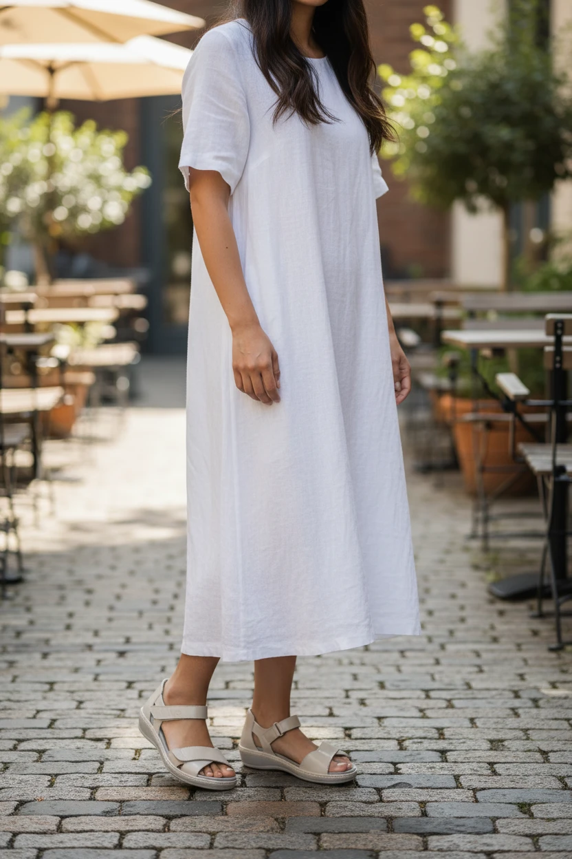 Sandalia talón cerrado Calzados Reno mod. 3118 de Piel en beig