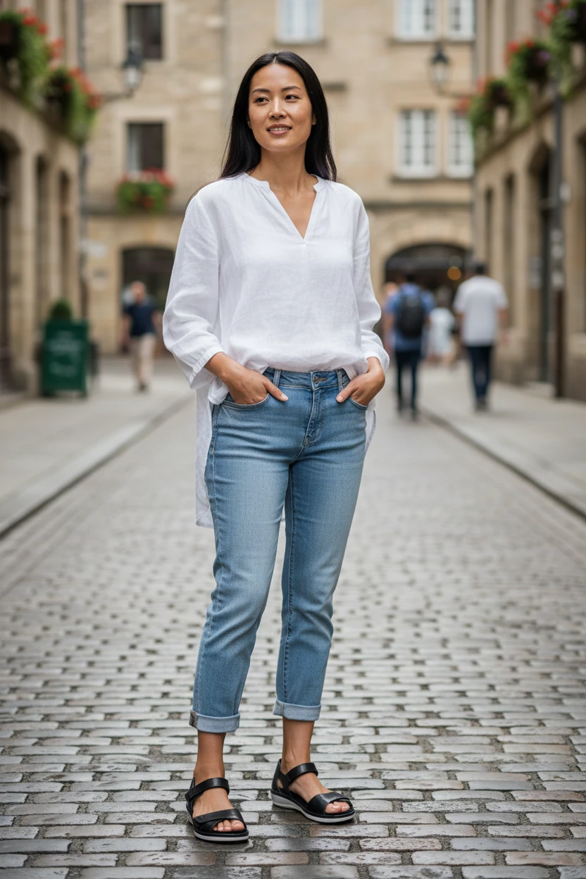 Sandalia talón cerrado Calzados Reno mod. 3118 de Piel en negro