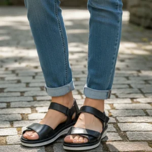 Sandalia talón cerrado Calzados Reno mod. 3118 de Piel en negro