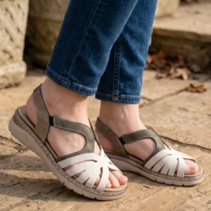 Sandalia confort Calzados Reno mod. 3376 de Piel en platino