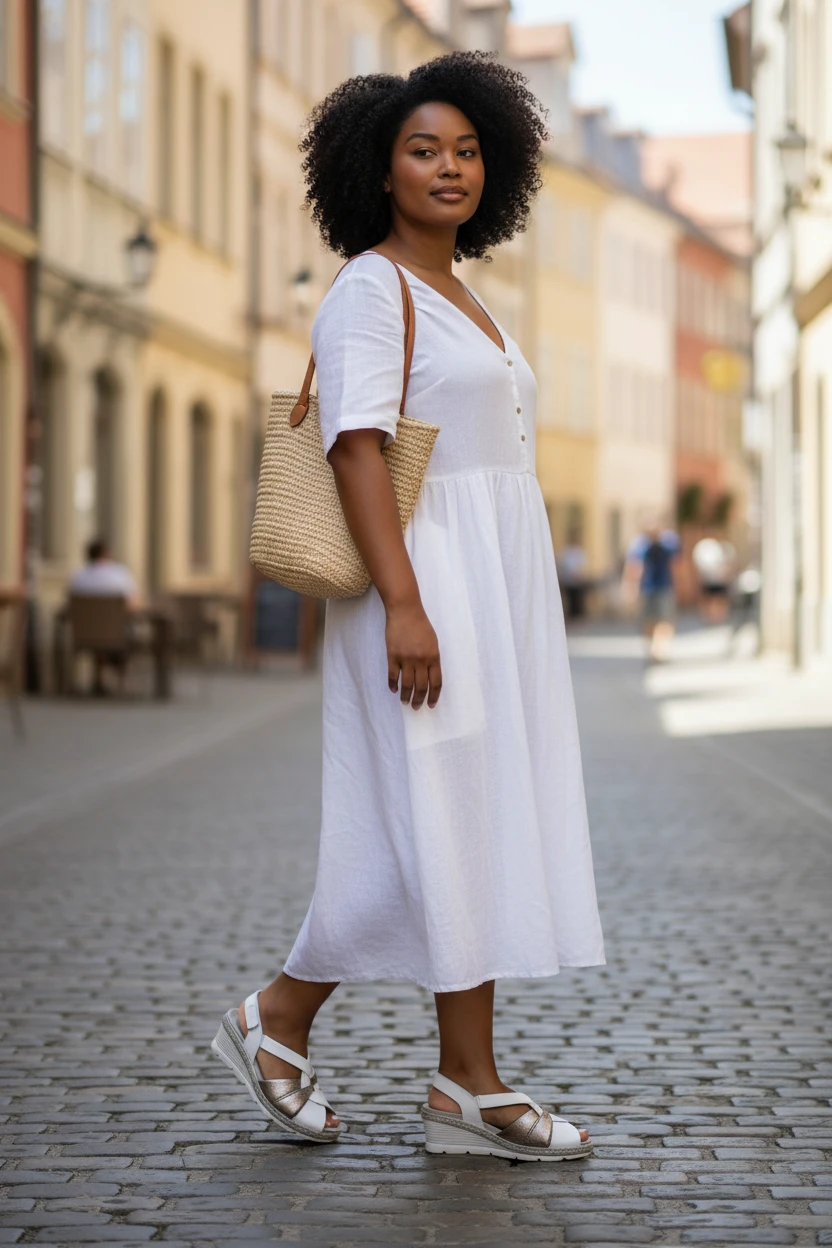 Sandalia cuña confort Calzados Reno mod. 3055 de Piel en blanco-beig