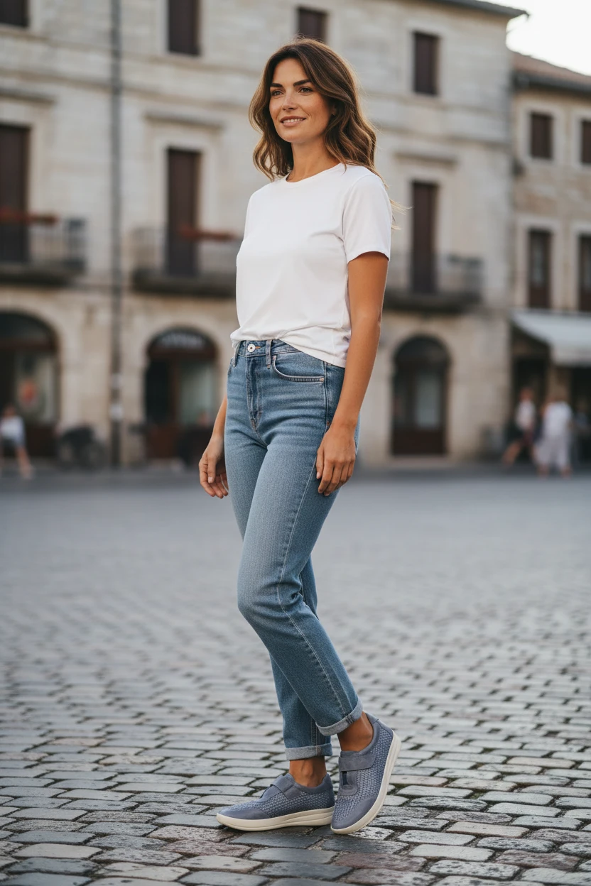 Zapato copete velcro Calzados Reno mod. 50316 de Piel en azul