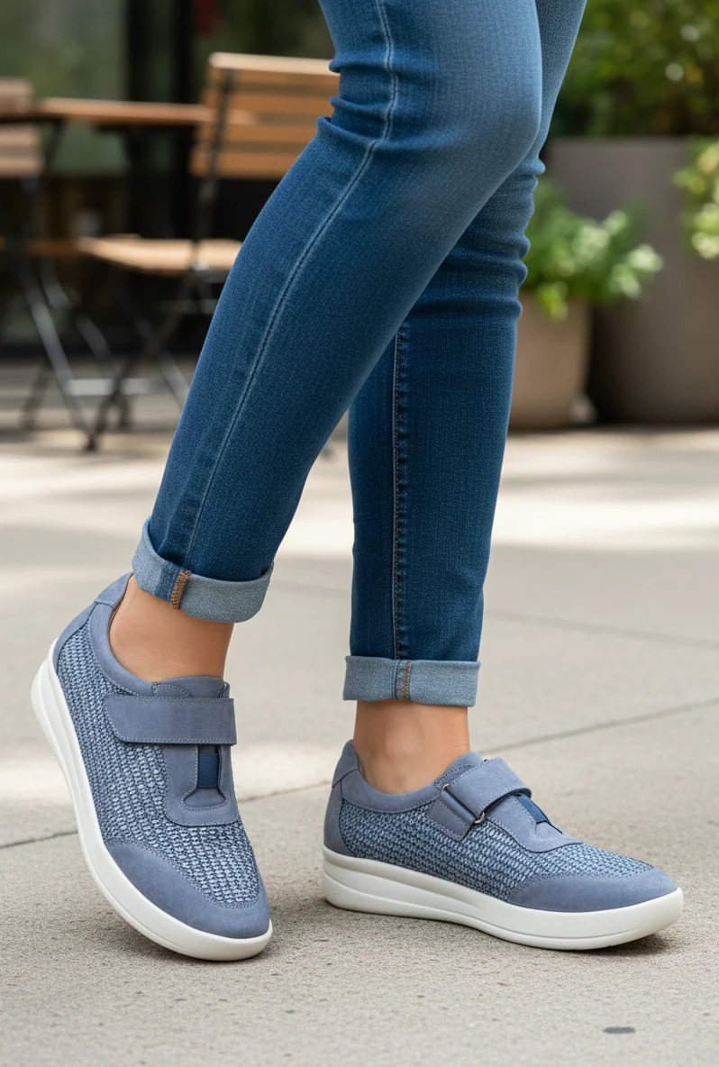 Zapato copete velcro Calzados Reno mod. 50316 de Piel en azul