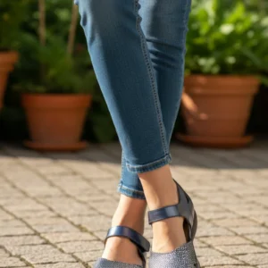 Sandalia talón cerrado Calzados Reno mod. 53720 de Piel en azul