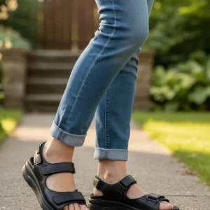 Sandalia ergonomica Mephisto Sano mod. NORINE de Piel en negro