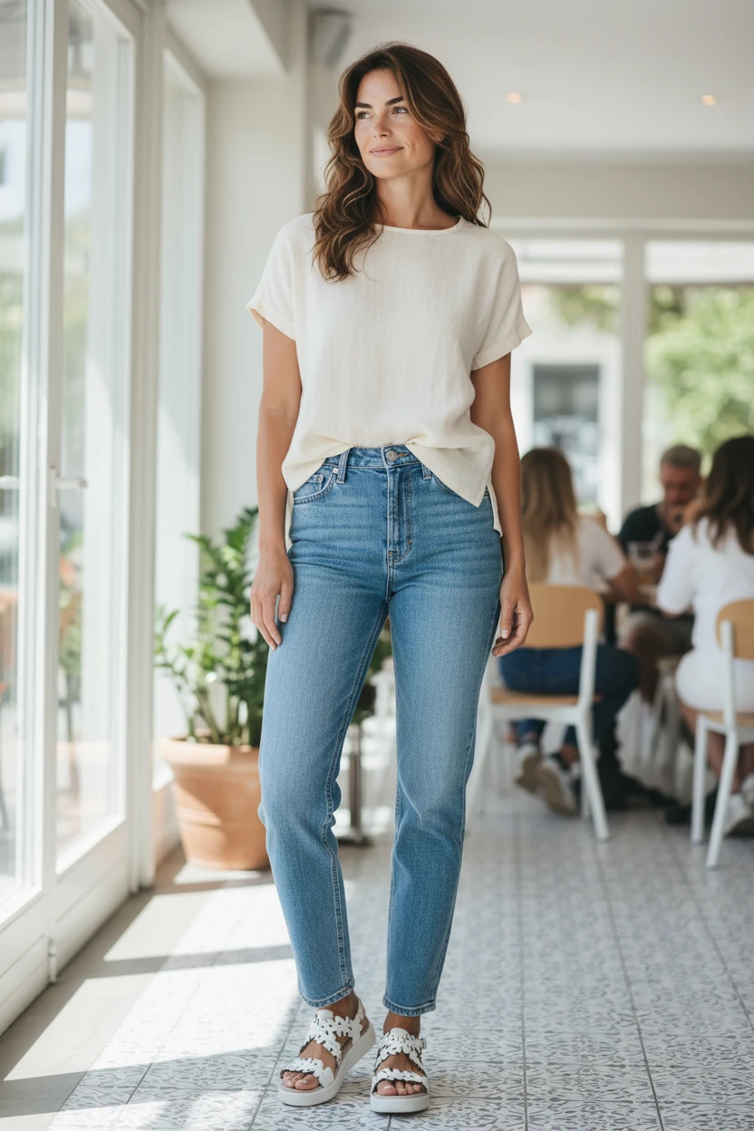 Sandalia cruce empeine Wonders mod. C-6551 de Piel en blanco