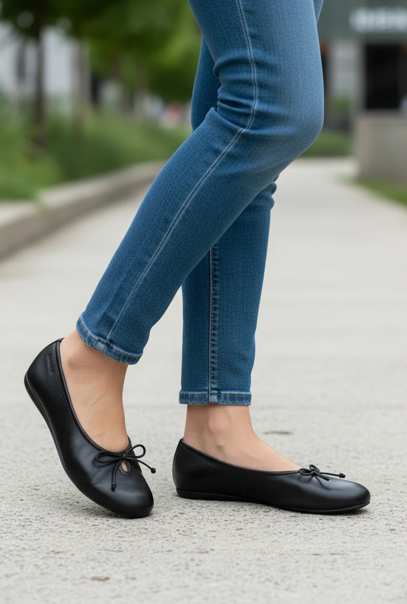 Bailarina lazo Wonders mod. A-61172 de Piel en negro