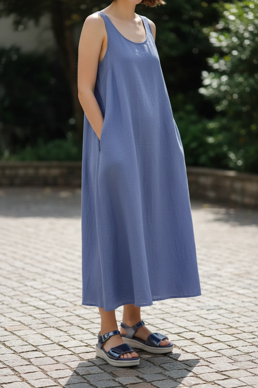 Sandalia cuña Stonefly mod. 108232 de Piel en azul metalizado