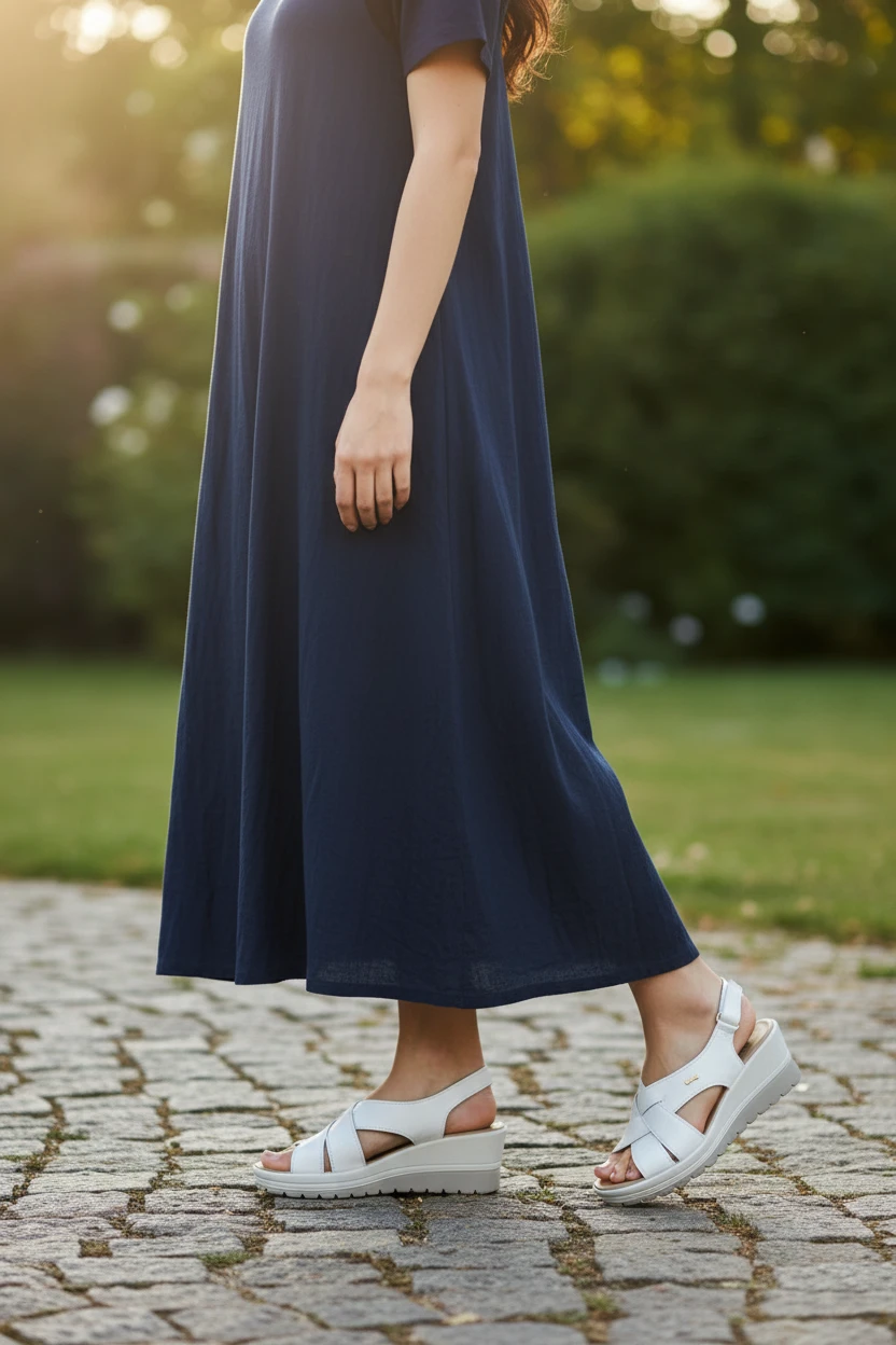 Sandalia cuña cruzada Igi&co mod. 1161122 de Piel en blanco