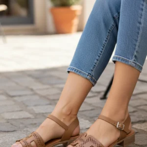 Sandalia pala tacón cuadrado Oh My Sandals mod. 5883 de Piel en cuero