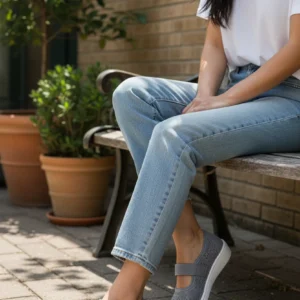 Mercedita picado velcro Calzados Reno mod. CR2 de Microfibra en azul