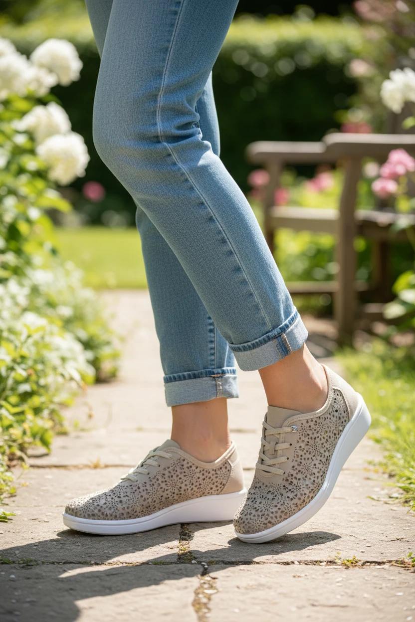 Zapato cordones elasticos Calzados Reno mod. CR1 de Microfibra en taupe