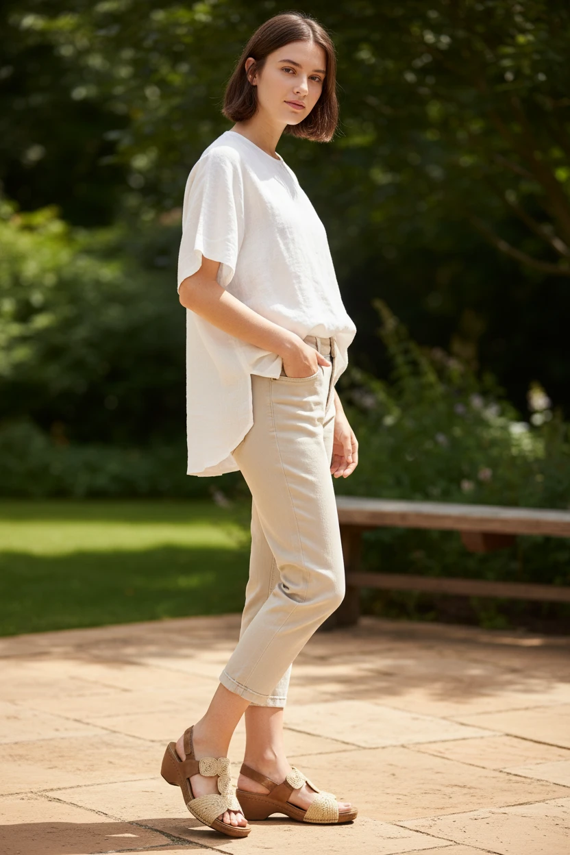 Sandalia cuña rafia Calzados Reno mod. 864 de Piel en cuero-beig