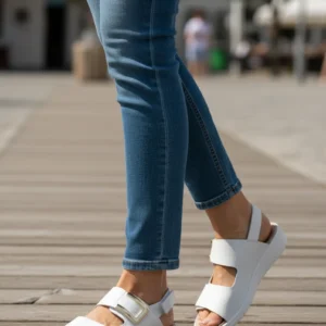 Sandalia adorno dorado Calzados Reno mod. 7458 de Piel en blanco