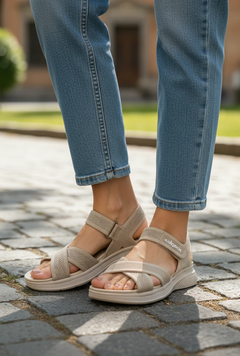 Sandalias deportiva Eoligeros – Eco Ligeros mod. BORNED de Microfibra en beig