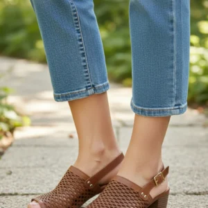 Sandalias tacon cuadrado Calzados Reno mod. ELDA de Piel en cuero