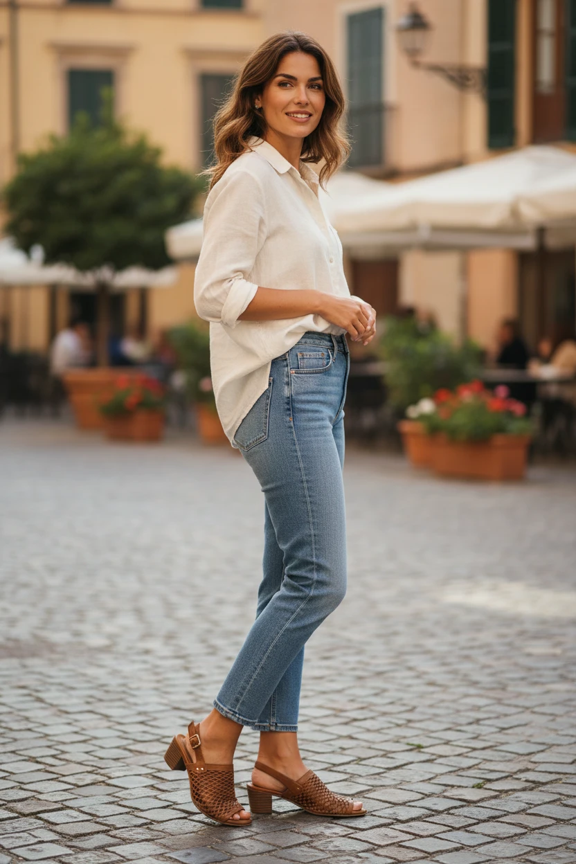 Sandalias tacon cuadrado Calzados Reno mod. ELDA de Piel en cuero